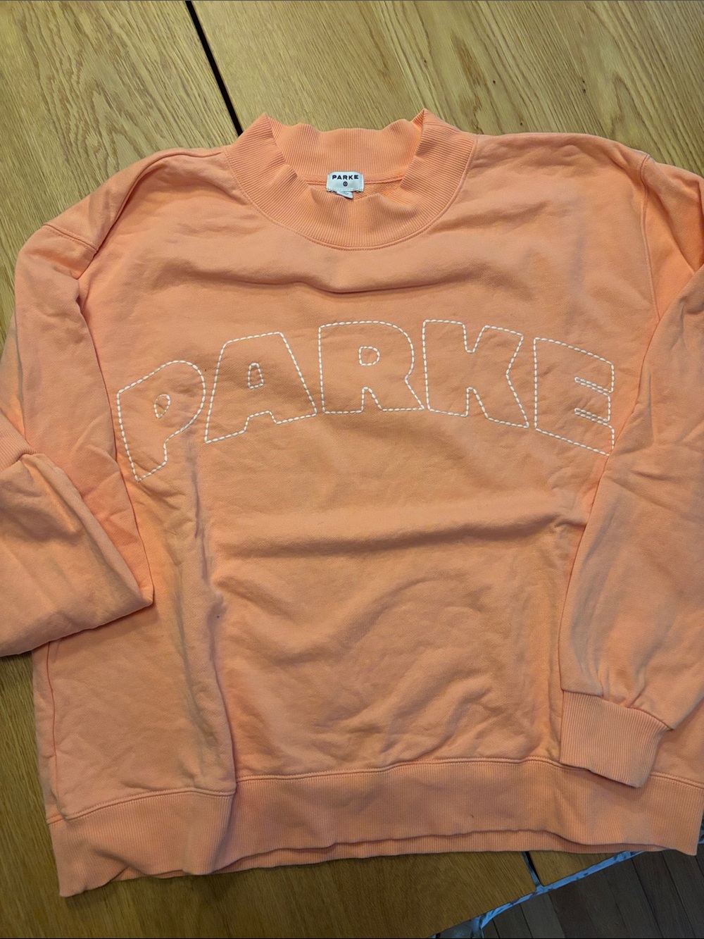 Parke Peach Stitched Logo Crewneck Sweater